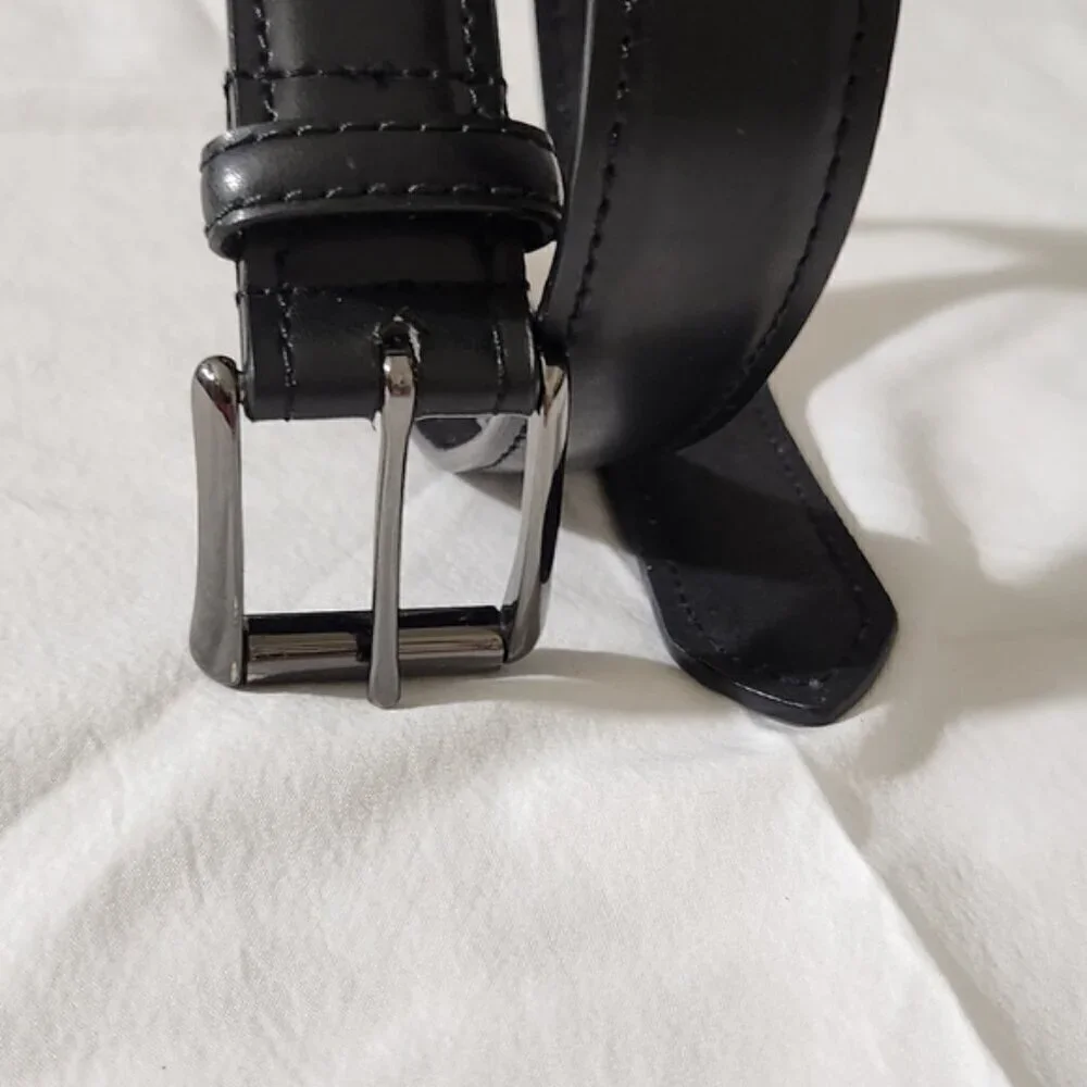 Dickies Men's Black Genuine Leather Adjustable Clasp Metal Buckle Belt SZ 34